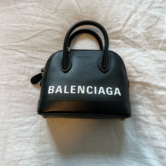 Balenciaga Handbags - Brand New Balenciaga Ville XXS Handbag in Black/White logo